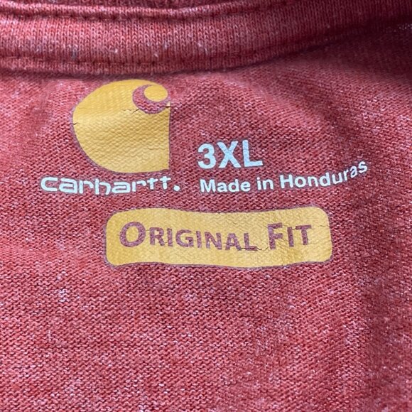 Carhartt Mens Red Cotton Long Sleeve Original Fit Logo Graphic T-Shirt 3XL - Picture 6 of 8